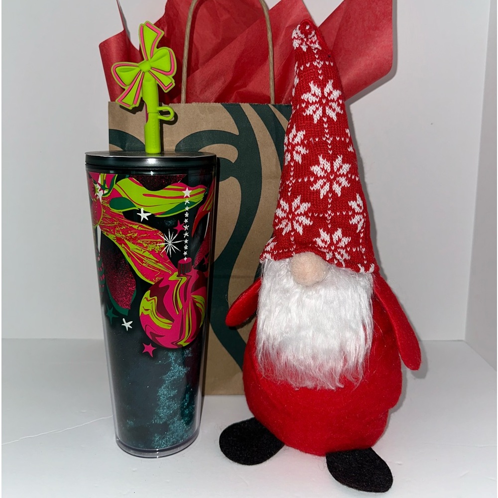 Starbucks New Holiday Present Straw Topper Tumbler with Gnome